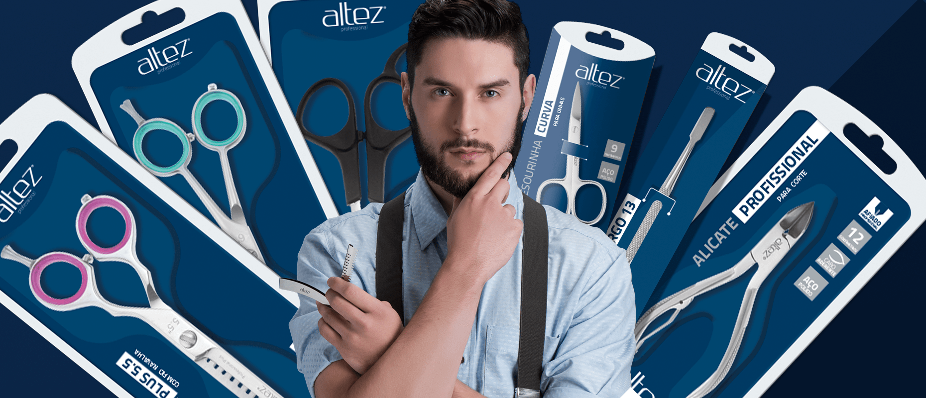 Cabelo, barba e bigode.